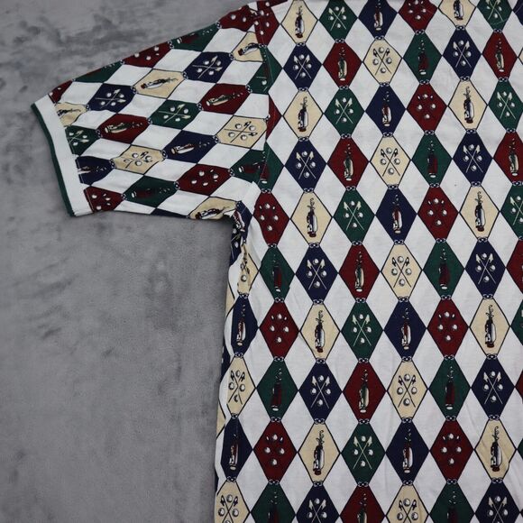 Roundtree Yorke Shirt Mens L Multicolor Short Sleeve Collared Button Cotton Polo - Picture 13 of 16